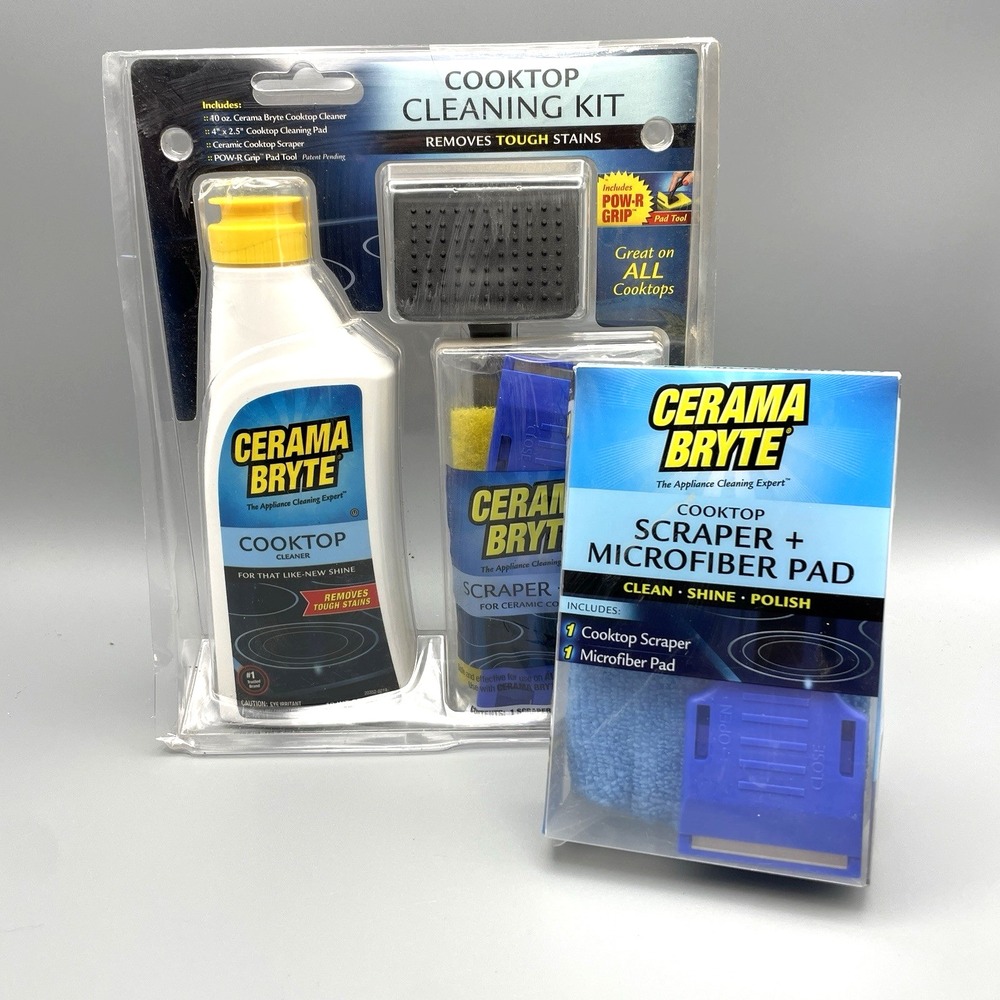 Cerama Bryte Ceramic‎ Cooktop Cleaner Pad Tool & Microfiber Pad / Scraper